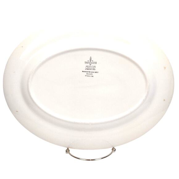 Vintage American Limoges Delight Oval Dinner Platter 22K Gold On Rim - 13.5x10 - Picture 2 of 7
